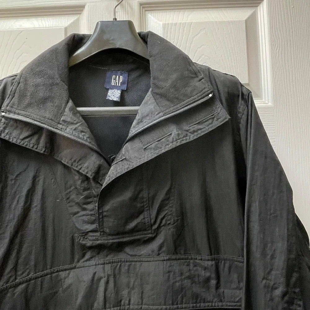 Vintage‎ GAP Men's XS Black Packed Hooded Anorak Pocket 90s Outdoor RipStop